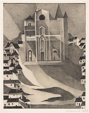 ALEXANDRA EXTER (1882-1949) Village Church. [THEATER / SET DESIGN / CONSTRUCTIVISM]